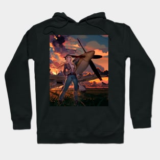 Spitfire Fighter and Anime Girl Hoodie